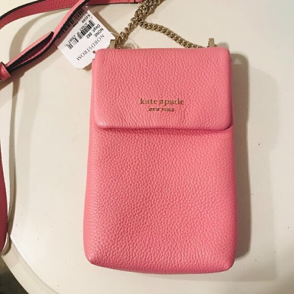 Kate Spade Rococo Pink Bradley Pebbled Leather Chain Crossbody NEW - Picture 1 of 6